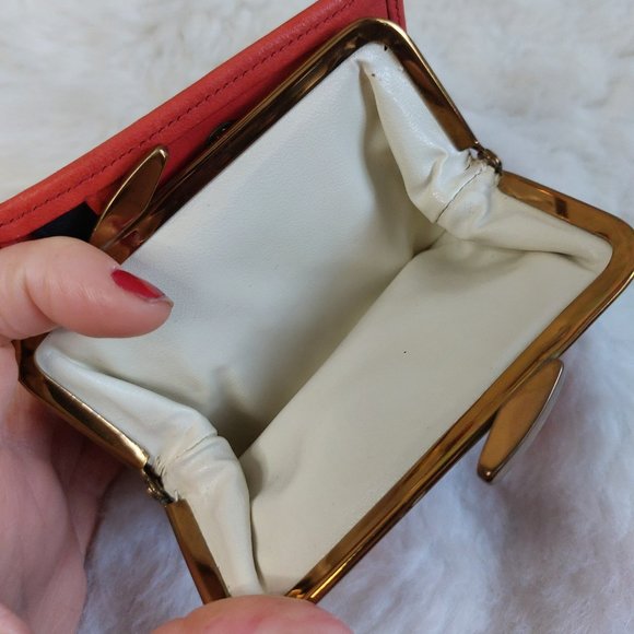 Vintage Lady Buxton Red Leather Clutch Short Wallet Pouch - Picture 9 of 12